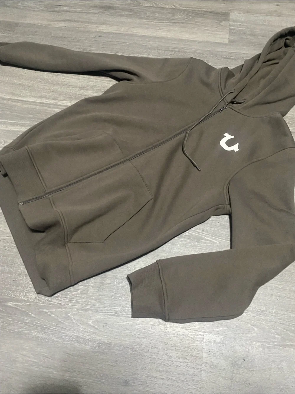 True Religion Olive Zip-Up Hoodie